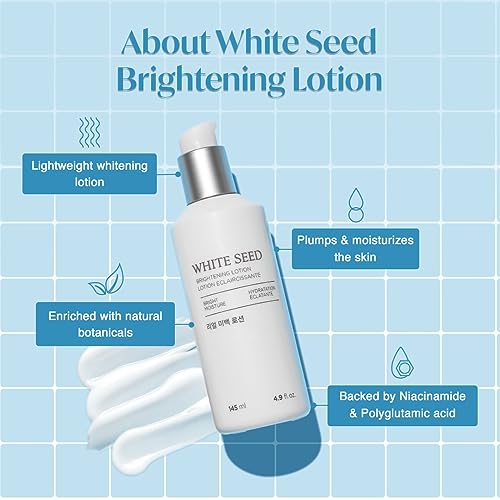 White Seed Brightening Lotion with Niacinamide 4.9 Fl Oz - Moisturizer for Dark Spots & Dull Skin