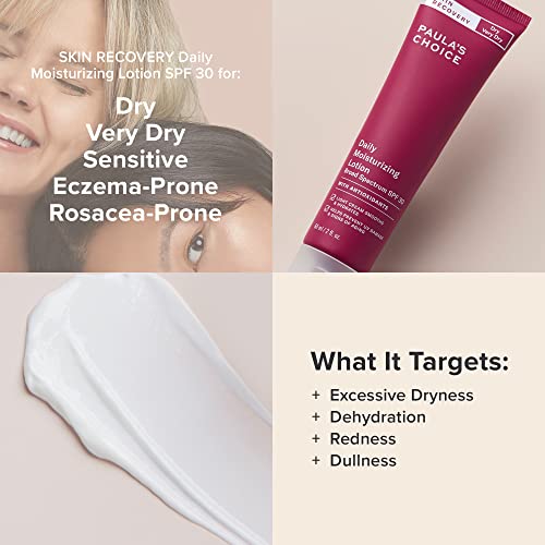 Paula's Choice SKIN RECOVERY Daily Moisturizing Lotion, Mineral Sunscreen for Face, SPF 30 Face Sunscreen with Oat & Cucumber, Dry and Sensitive Skin, UVA/UVB Protection, Fragrance-Free, 2oz