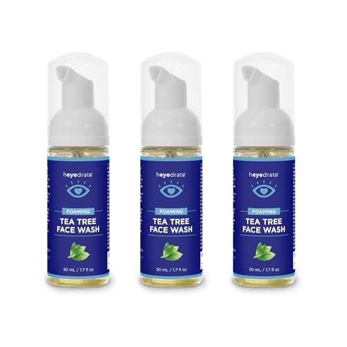 Foaming Tea Tree Face Wash and Eyelid Cleanser for Women - Made With Organic Ingredients & Aloe Vera, 3 Pack - 1.7 Ounces