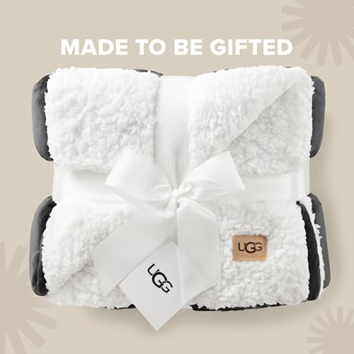 Reversible 50x70 Inch Charcoal Grey Throw Blanket - Soft & Plush Fleece, Gift Ready
