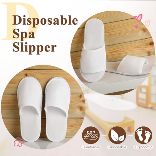 Disposable Guest Slippers Bulk for Hotels - White, 48 Pairs
