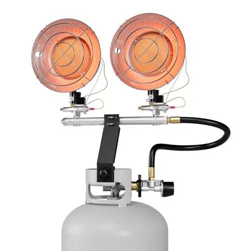 Silver Double Tank Top Propane Heater 30,000 BTU Portable Radiant Heater