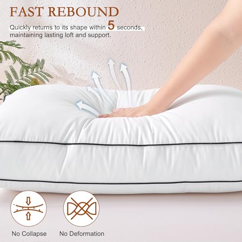 King Size Wool Pillow Set of 2 - White Australian Wool & Down Alternative Support Cushions