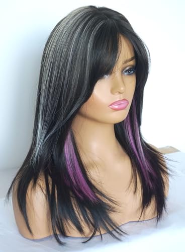Blonde Bob Wigs for Women - Medium Length Synthetic Hair with Dark Roots