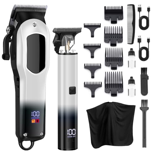 PZN Cordless Hair Clippers & Beard Trimmer Set with Gradient Black & White