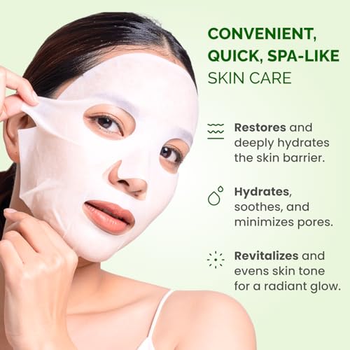 PLANTIFIQUE Facial Sheet Mask Chill Cica 5 Pack ? Calming & Soothing Face Mask Sheets with Centella & Niacinamide ? Korean Skincare for Skin Comfort and Even Texture