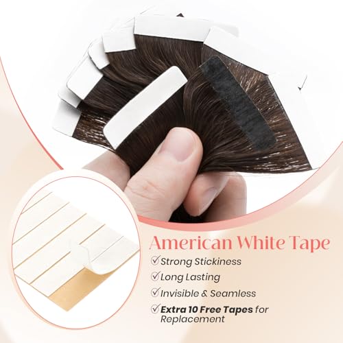 14 Inch Dark Brown Remy Human Hair Tape-in Extensions - Body Wave, 40g, 20pcs