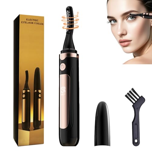 2026 Heated Eyelash Curler-USB Rechargeable Electric Eyelash Curler- Eyelash Curlers Heated 4 Temperature Modes Fast Heat Up Within 3s - 24 Hours Long Lasting- with Led Display for Women Girls(Black)