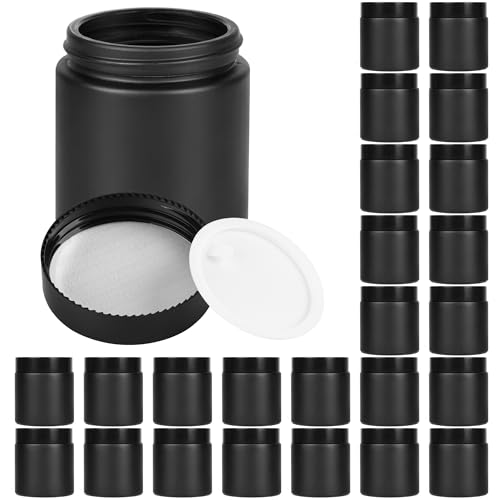 Glass Jars with Lids,Eco-Friendly Cosmetic Containers with Airtight Black Lids & Liners, Multi-Color Options for Cream, Lotion, Body Butter, DIY Skincare Travel Jars (Frosted Black, 4oz)