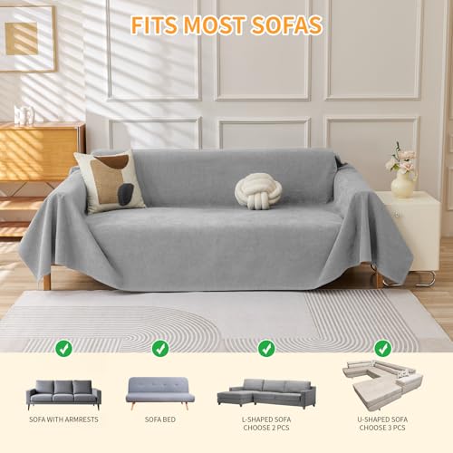 Deep Dream Waterproof Cat-Scratch Resistant Couch Cover 71x150 Light Grey