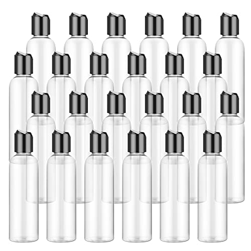 24 Pack Refillable Plastic Bottles 6.8oz with Leakproof Disc Caps