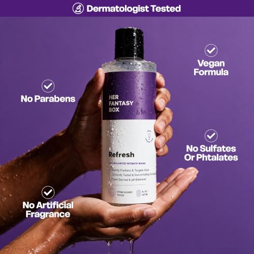 Her Fantasy Box Refresh pH Balancing Feminine Shower Gel - 16 oz, Natural & Gentle Care