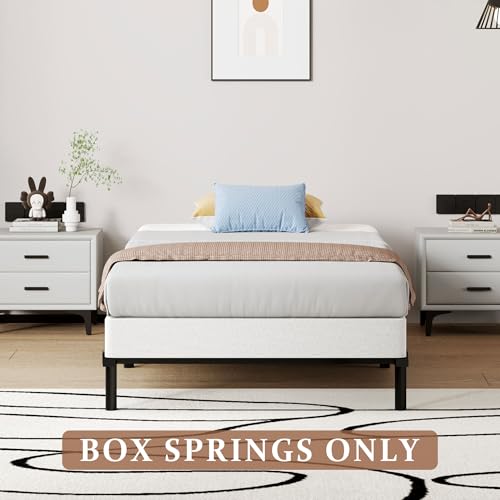 Twin Box Spring Bed Foundation - Heavy Duty Metal Frame, No Noise, 7 Inch Low Profile Support