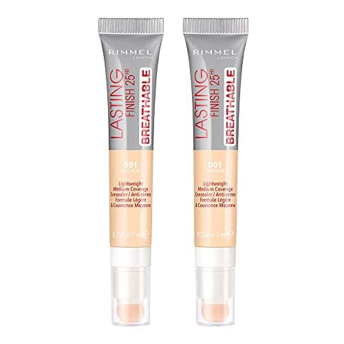 Rimmel Lasting Finish Breathable Concealer, Light Ivory, 0.23 Fl Oz, Pack of 2