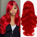 Red Lace Front Human Hair Wigs 20 Inch Body Wave - Dorashion