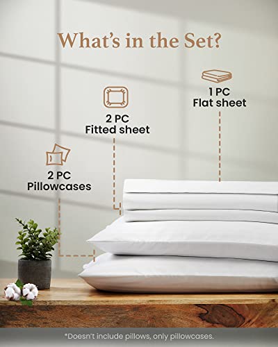 Good Sleep Bedding Split King Sheets Set - 100% Egyptian Cotton, White, Adjustable Bed, Model: Split King / 01