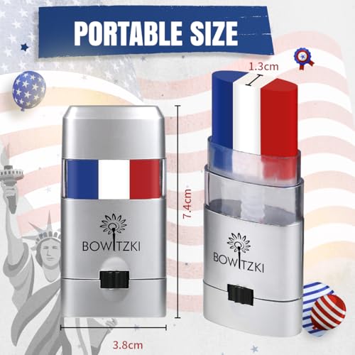 5PCS Red White Blue Face Paint Sticks,USA Flag colors Patriotic face body paint makeup for 4th of July Independence Day£¬sweefproof eye black stick for Baseball Game,Sports Fans
