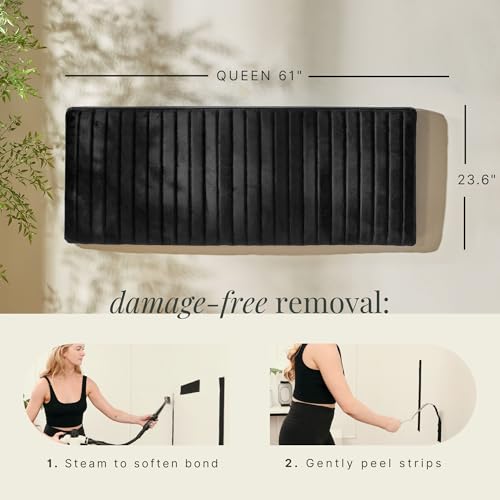 Wall Mounted Queen Headboard - Black Velvet Bed Headboard - Hearth & Harbor
