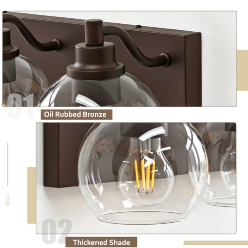 IZORRO Oil-Rubbed Bronze 4-Light Vanity Light Fixture with Clear Glass Globes