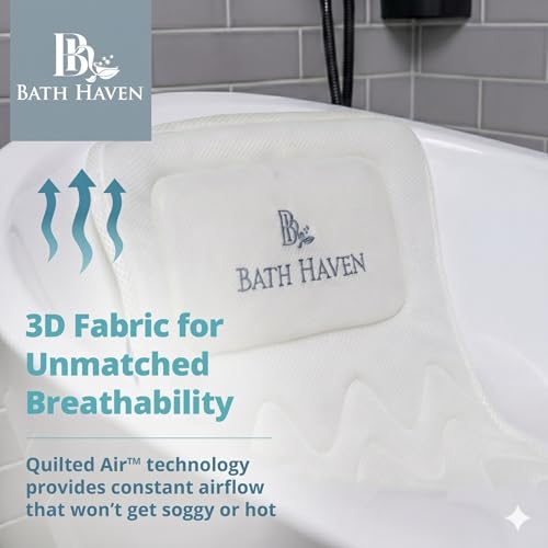 Bath Haven Classic Body Pillow for Tub with 3D Mesh Support & Secure Suction