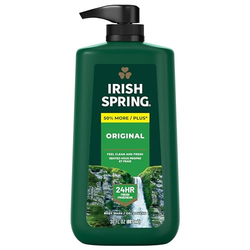 Irish Spring Bar Soap for Men Original Clean 3 Count Pack of 8 and Body Wash Pump Original Clean 30 Oz