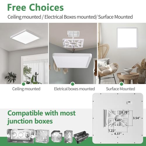 FY Wisdom 12-Inch LED Flush Mount Ceiling Light 6PK, 24W, 2520LM, 3-CCT White