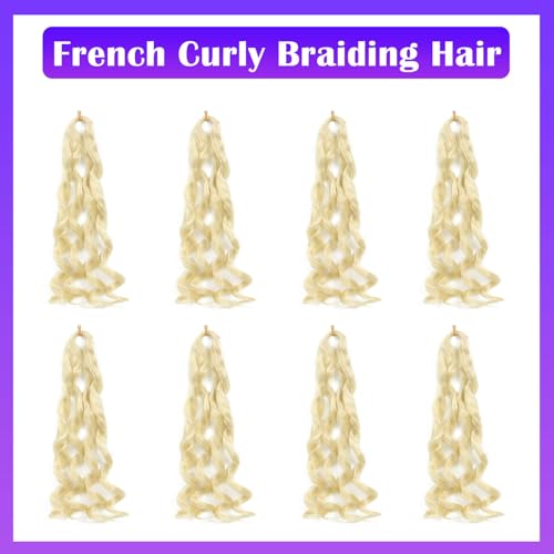 French Curly Braiding Hair Extensions 8 Packs - Blonde 613#, 18 Inch