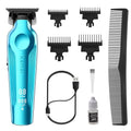 KEMEI Hair Trimmer for Men, Zero Gapped Cordless Hair Clippers Beard Trimmers with T Blade, Rechargeable Barber Clippers with LED Display, Blue