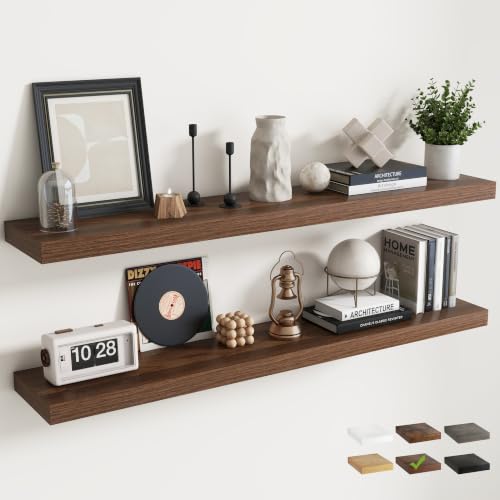 55 Inch Floating Shelves for Wall 2 Pack, 8"D Wood Grain Bathroom