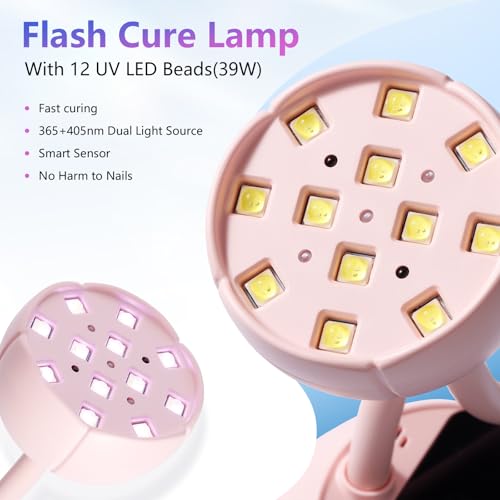 Makartt Cordless UV LED Nail Lamp Gooseneck Pink Flash Curing for Gel Nails