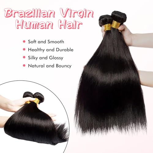 Human Hair Bundles 8 10 12 14 Inch Straight Hair Extensions - Queenset