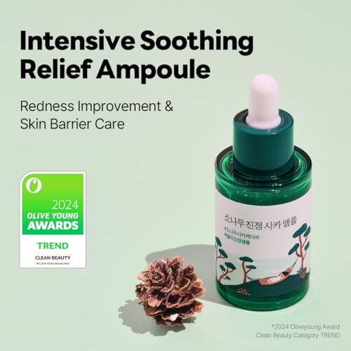 ROUND LAB Pine Cica Ampoule - Hydrating Skin Barrier Serum with Hyaluronic Acid