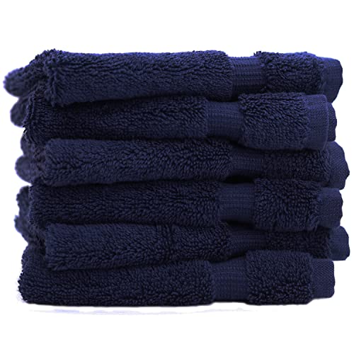 Makeup Remover Washcloth Set of 6 Navy Blue 13x13 Inches - Turkish Cotton