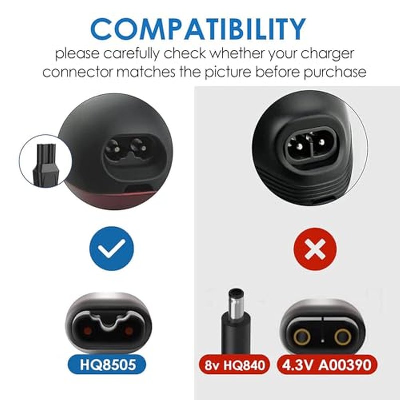 15V Charger Cord Compatible with Norelco HQ8505 3000 5000 7000 9000 Series MG5750 MG7750 MG7790 Shaver