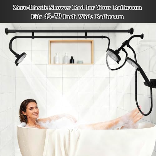 Dual Shower Head with Handheld and Adjustable Support Bar - Shared Bathroom Upgrade