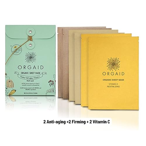 Organic Sheet Mask Multi-Pack - Assorted 6-Count Made in USA - Skin Care