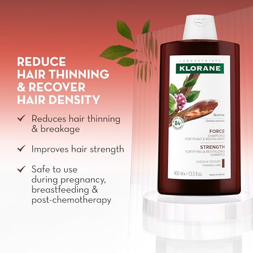 Klorane Strengthening Shampoo with Quinine 13.5 Fl Oz - Hair Thickening & Hair Loss Support - Pack of 1