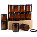 18 Pack Amber Glass Jars 8oz - Airtight Reusable Kitchen & Cosmetic Storage