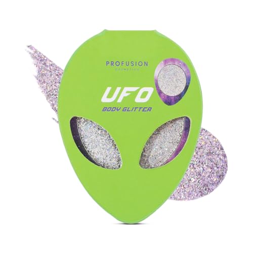 Profusion Cosmetics UFO Body Glitter ? Multi-Dimensional Pressed Glitter Pigment for Face & Body, Long-Wearing Shimmer Makeup for Festivals, Parties & Events