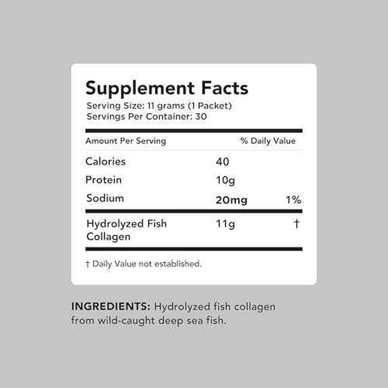 AMANDEAN Marine Collagen Peptides Powder Stick Packs. Wild-Caught Fish. 30 Single Use Individual Packets. Hair, Skin & Nails. Non-GMO, Zero Carbs, Unflavored, High Bioavailability.