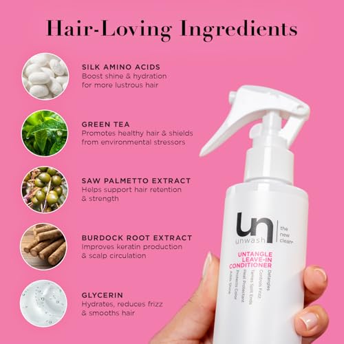 Unwash Leave-In Detangler Spray for Frizz Control & Heat Protection - 6.25 fl oz
