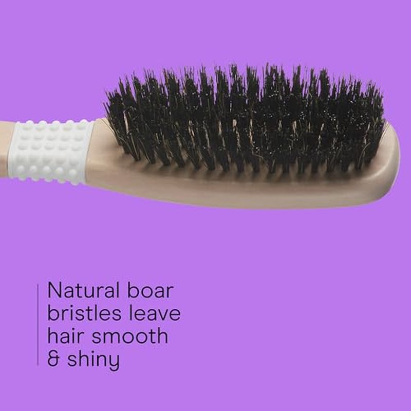 CONAIR Shines & Smoothes Boar Bristle Hair Brush, hairbrush for women, reduce frizz and add shine, natural wood handle, for all hair types