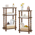 MaxSmeo Set of 2 Rustic Brown Narrow Side Tables - 3-Tier Vintage End Tables