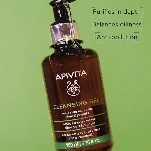 Apivita Purifying Gel for Oily Skin with Lime & Propolis - Deep Cleansing Face Wash