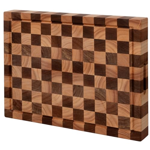 Acacia Wood Cutting Board - 20L x 15W x 1.5H Inch End Grain Butcher Block with Juice Groove - Variation of THIS listing