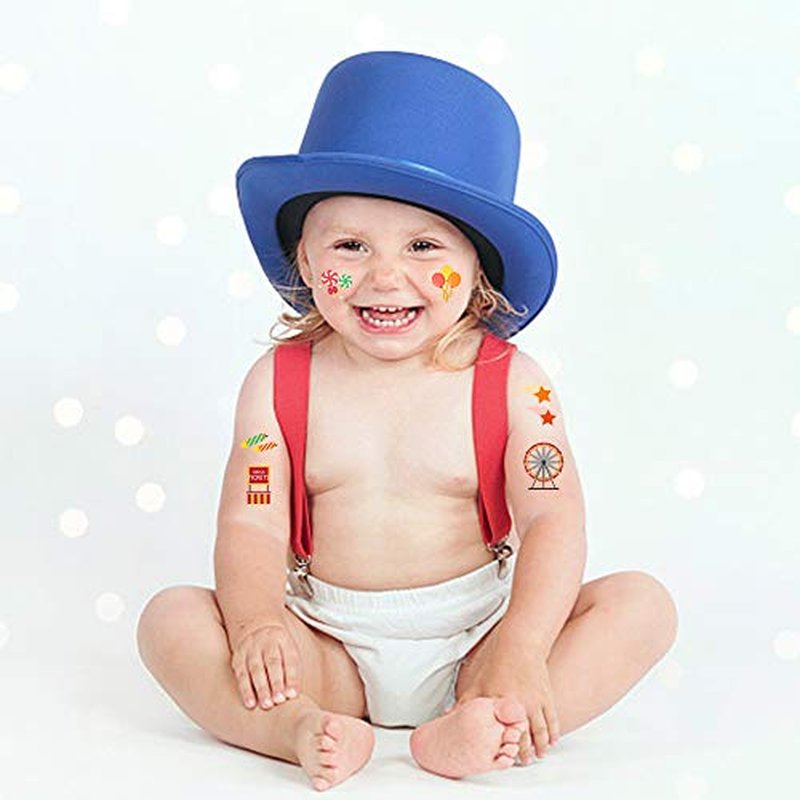284 PCS CupaPlay Circus Temporary Tattoos - Carnival Baby Shower/Birthday Party Supplies Under the Big Top Party Goodie Bag Stuffers Favors(24 Sheets)