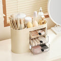 UFORU Makeup Organizer with Pop-Up Brush Holder - Cream White Vanity Storage