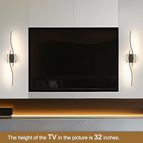 Daunton 27.5in Modern Hardwired LED Wall Sconce Set of 2 with Remote, Dimmable, Timer & Memory