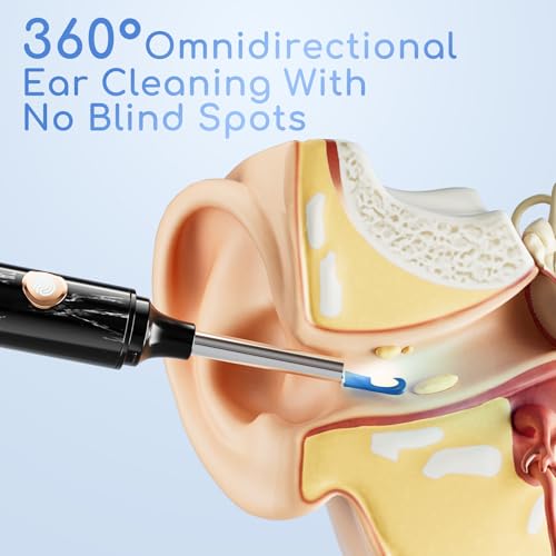 ENIFER White Electric Ear Wax Removal Kit with Camera, 1080P Otoscope & 4 Pressure Modes