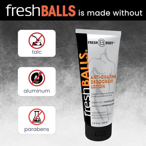 Fresh Body Fresh Balls Deodorant Cream to Powder – Men's Anti-Chafing & Hygiene, 3.4 fl oz (Pack of 6)